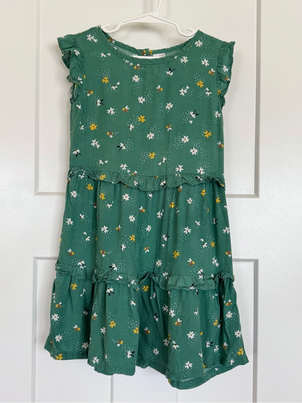 Carter’s Girls Green Bee Floral Tiered Dress Size 5T